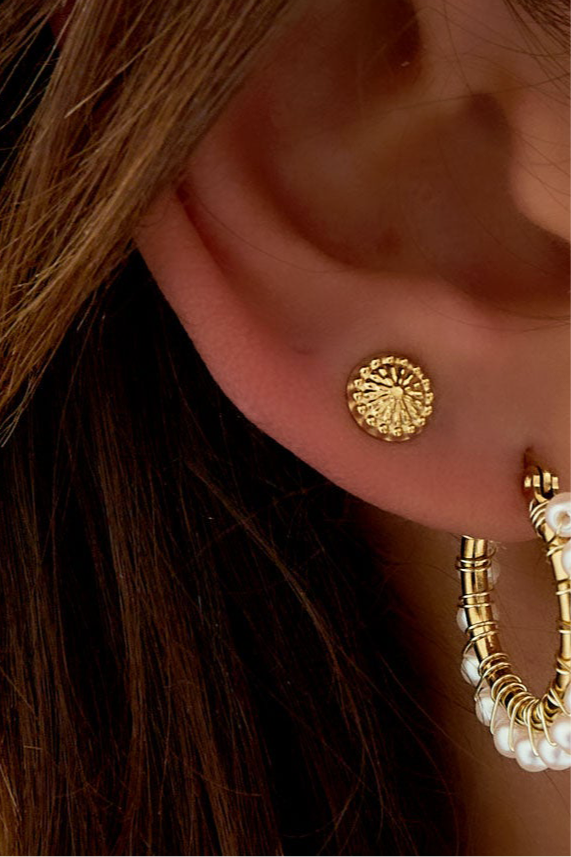 Mönstrade Runda Stud-Örhängen - Milone Jewelry