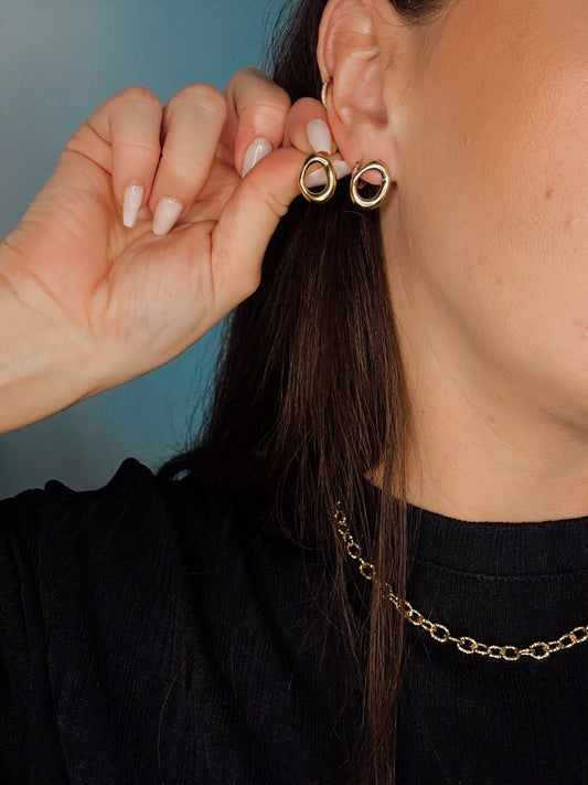 Organic Oval Studs - Milone Jewelry