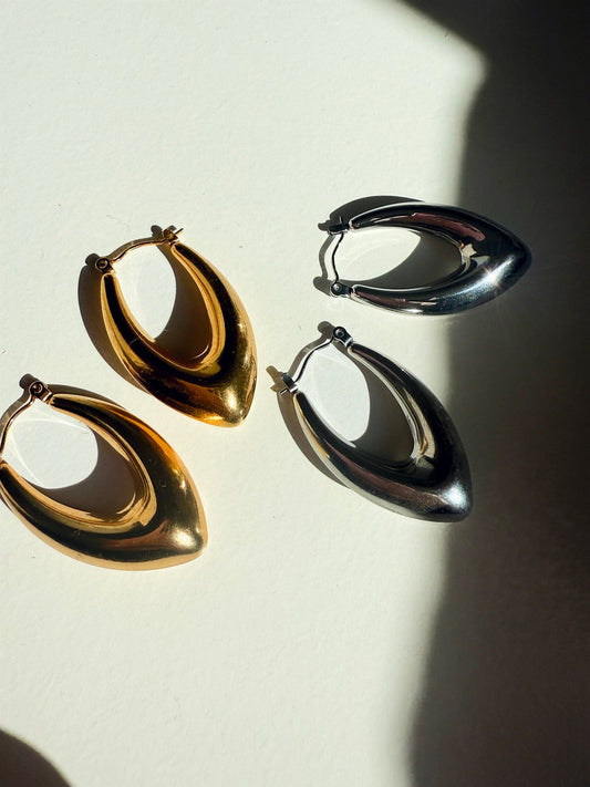 Oval Pointed Hoops - Milone Jewelry