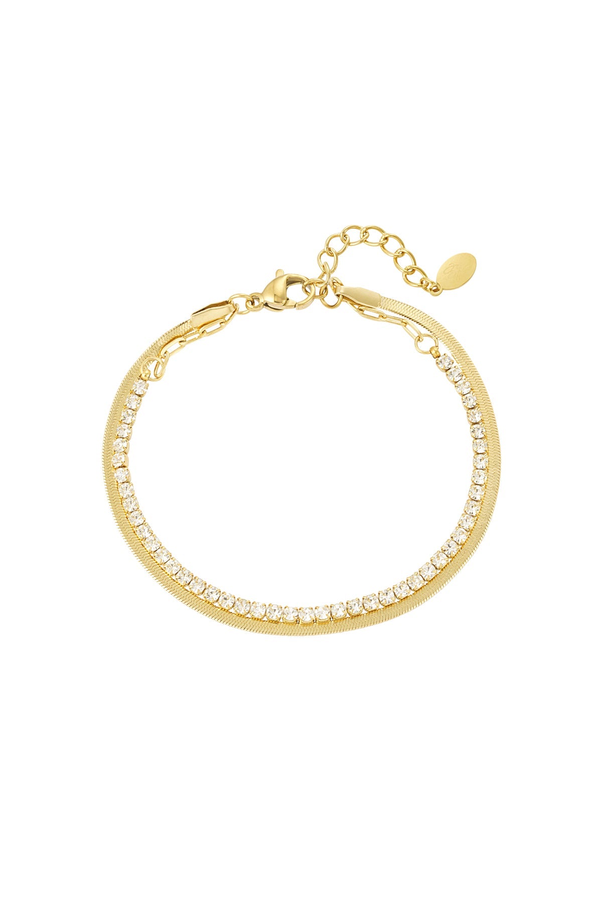 Tvålager - Armband med Ormlänk & Glittrande Stenar - Milone Jewelry