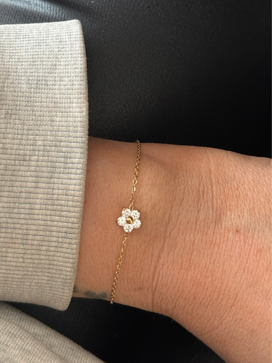 Zirkonia Blom armband – Guldpläterat