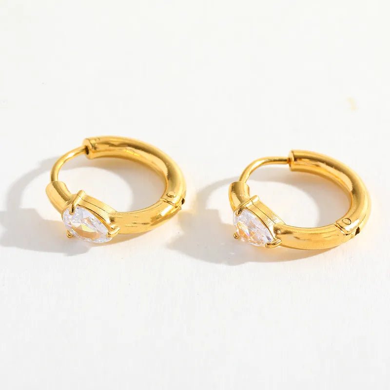 Crystal Drop Hoops - Milone Jewelry