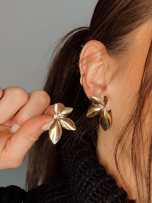 Golden Leaf Earrings - Milone Jewelry