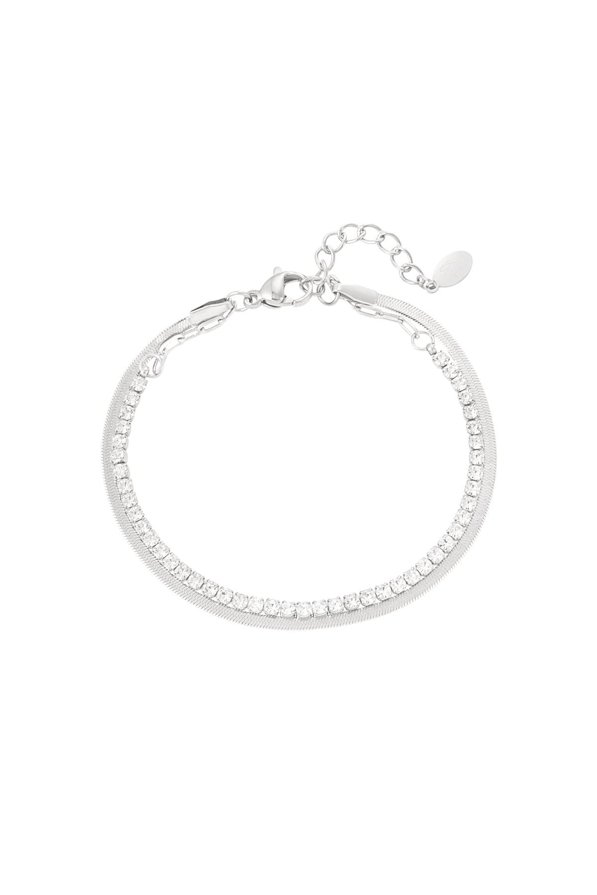 Tvålager - Armband med Ormlänk & Glittrande Stenar - Milone Jewelry