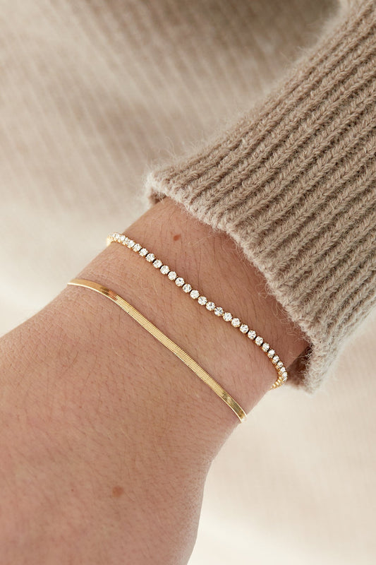 Tvålager - Armband med Ormlänk & Glittrande Stenar - Milone Jewelry